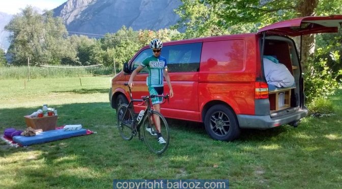Camper van cycling road trip France